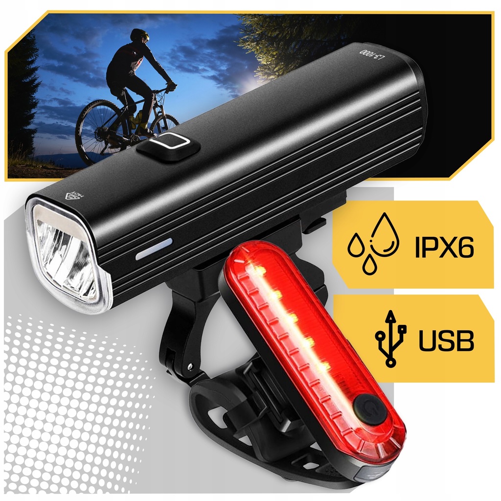 LAMPKA ROWEROWA LED TYLNA USB PRZEDNIA PRZÓD MOCNA TYŁ ZESTAW NA ROWER Rodzaj zestaw